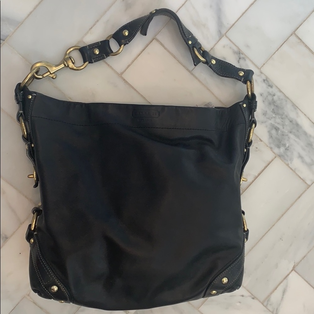 COACH leather bag with gold hardware